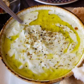 A bowl of greek tzatziki.