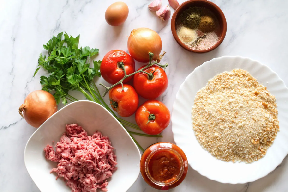 Ingredients for making Spanish meatballs.