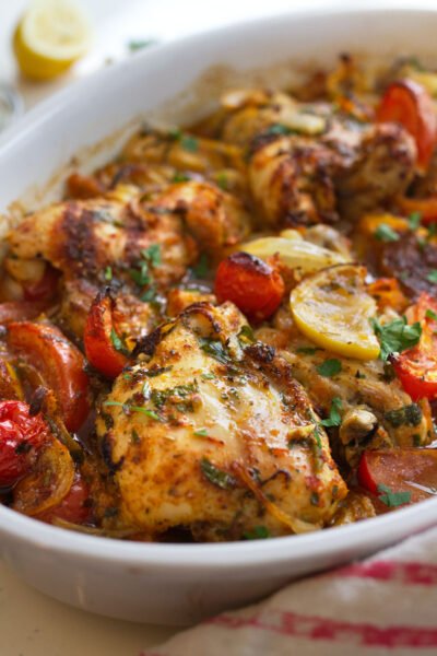 Baked Mediterranean Chicken Thighs | 5 Mins Prep – One-Pan Recipe