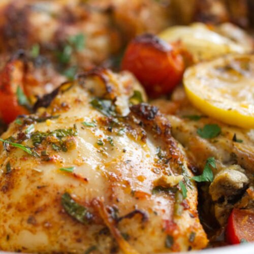 Baked Mediterranean Chicken Thighs | 5 Mins Prep – One-Pan Recipe