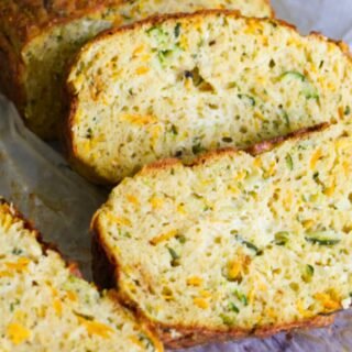 A sliced zucchini and carrot bread.