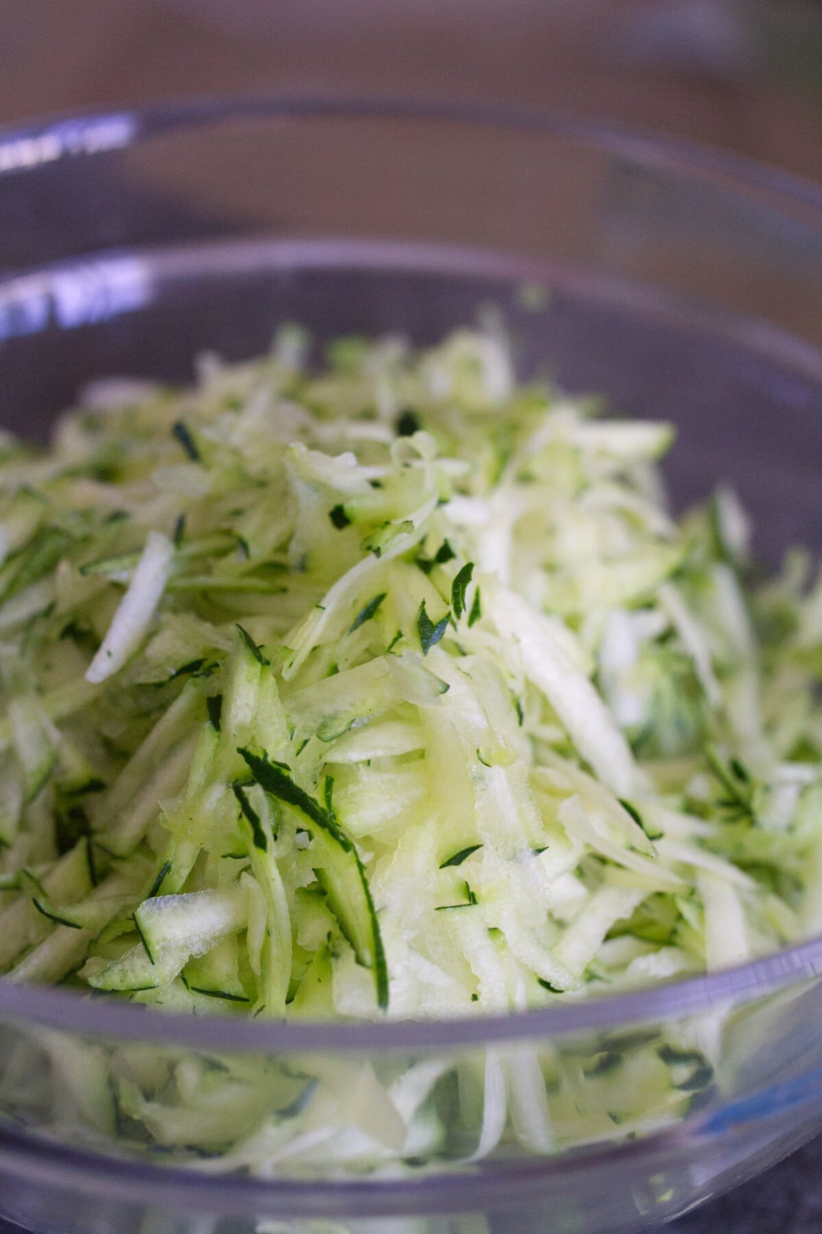 A bowl of grated zucchini