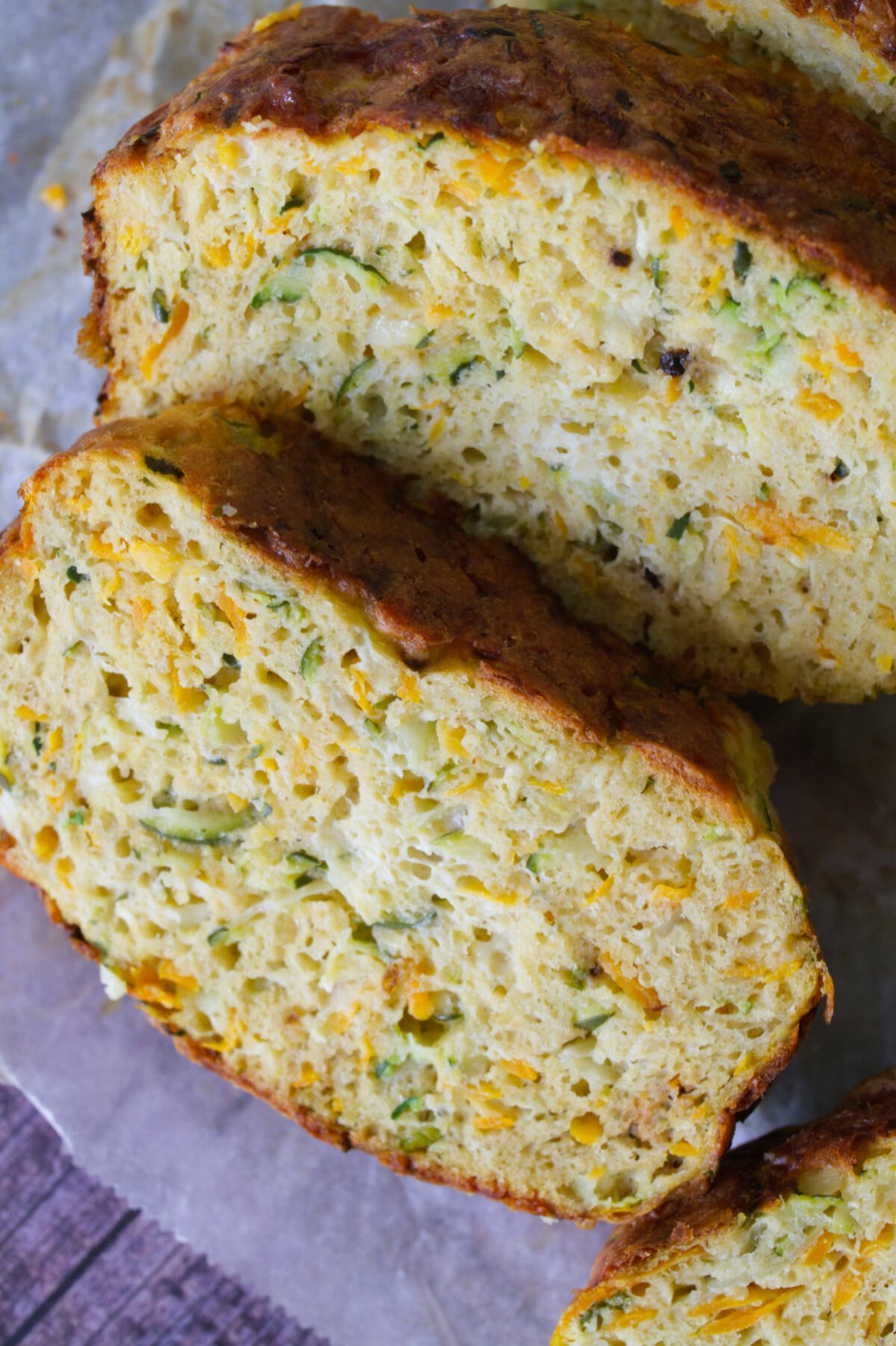 A sliced zucchini and carrot bread.