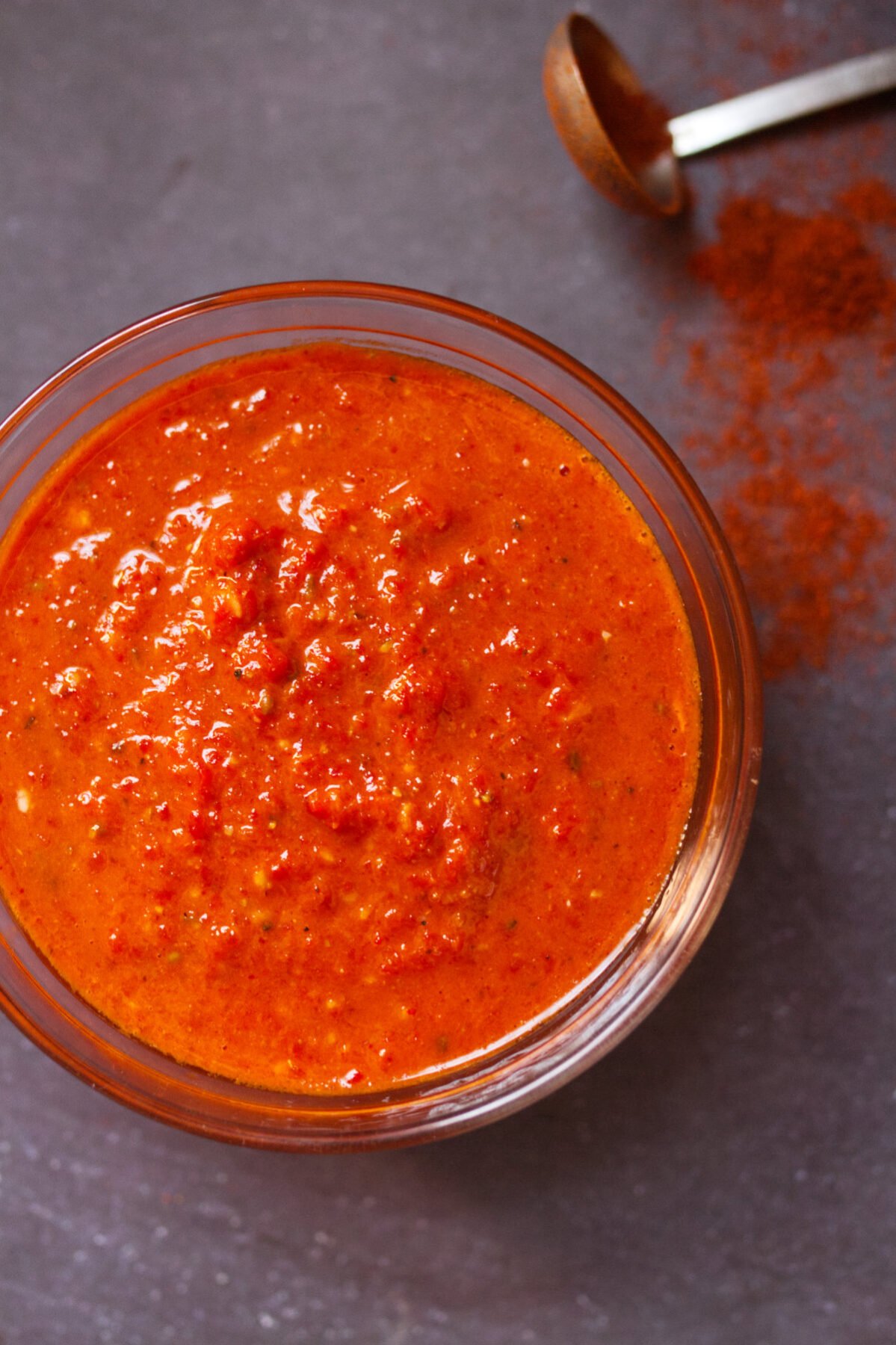 A small bowl of homemade harissa