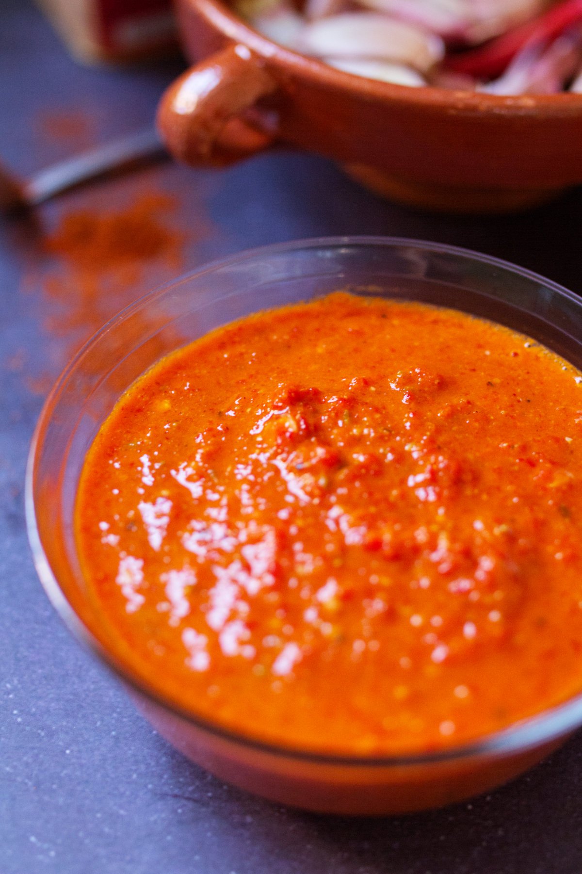 A small bowl of homemade harissa