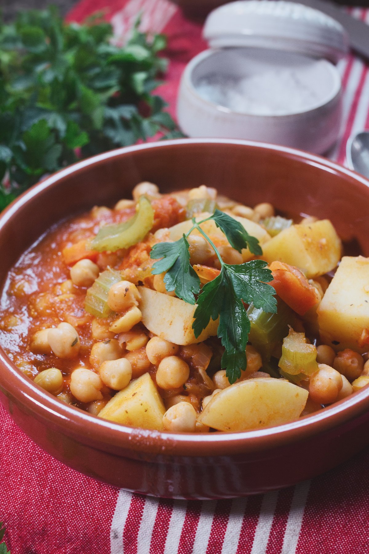 A bowl of Mediterranean Chickpea Stew