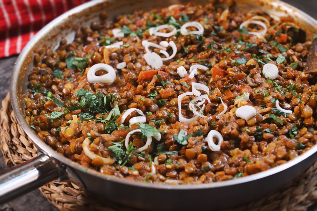 A pan of moroccan lentils