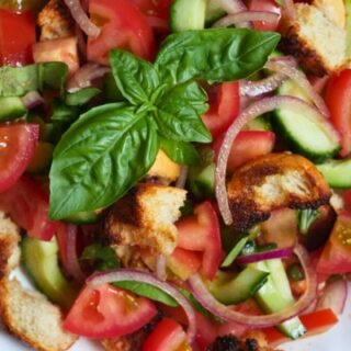 A bowl of Panzanella salad