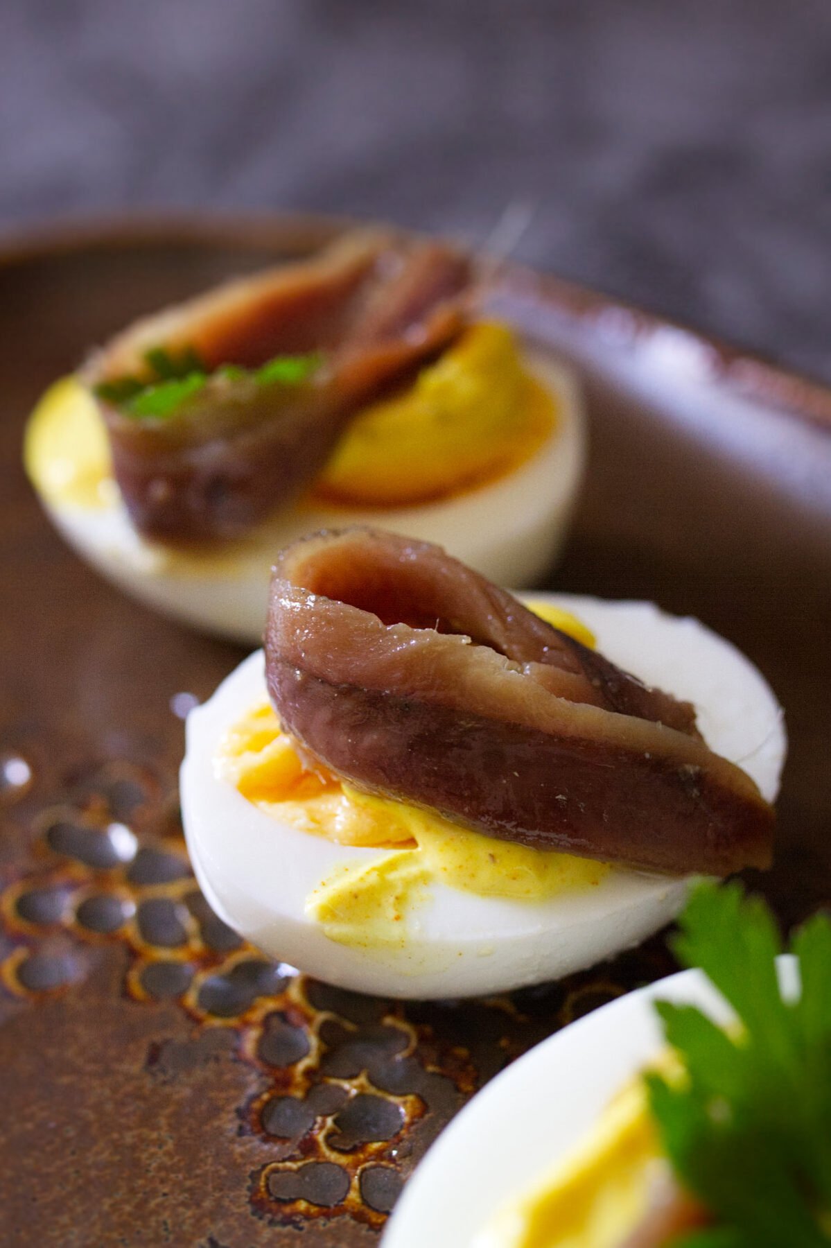 egg anchovie tapas-v28 - happymediterranean.com Egg & anchovy tapas with a turmeric-infused mayo