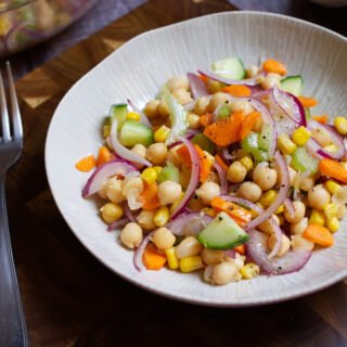 a bowl of Mediterranean chickpea salad