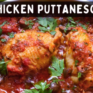 A pan of Italian Chicken Puttanesca