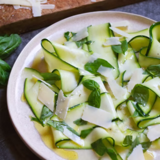 A plate of courgette carpaccio.