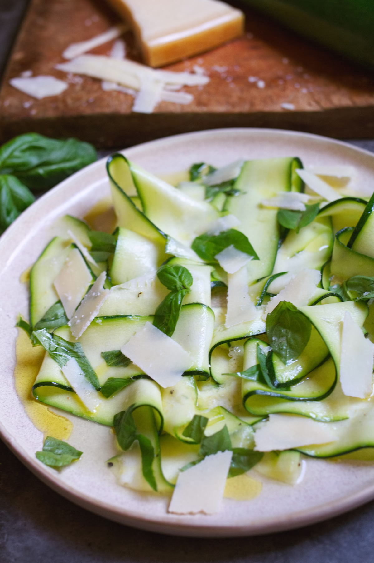 A plate of courgette carpaccio.