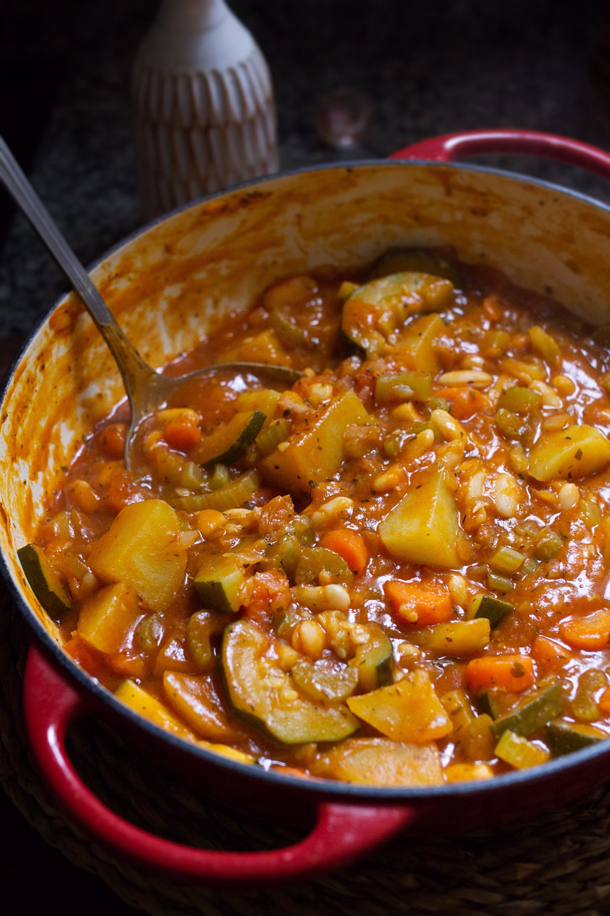 Italian Veggie Stew-v21 - happymediterranean.com A large pot of Italian vegetable stew
