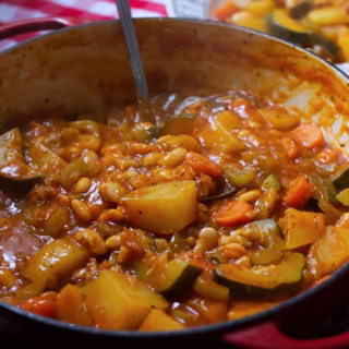 A large pot of Italian vegetable stew
